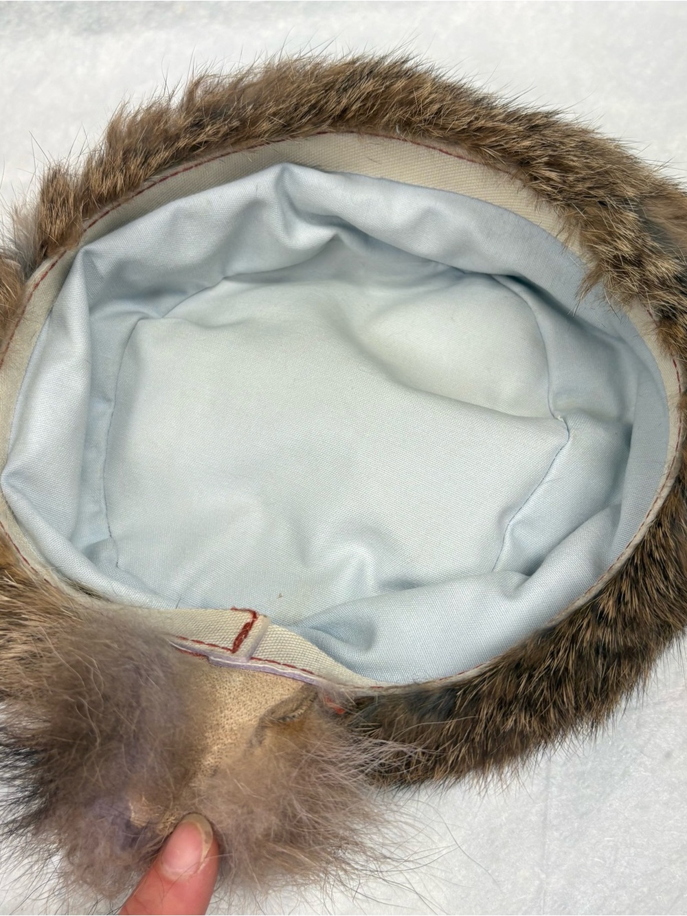 Vintage Style Round Real Fur Hat in Warm Brown Tones - Picture 3 of 3